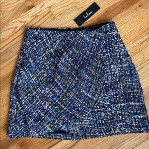 Lulu's XS Navy & Blue Tweed Mini Skirt